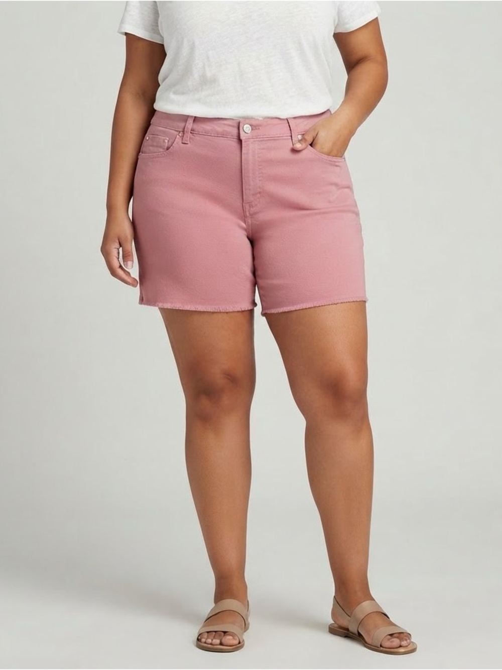 Seven7 Rose Pink High-Rise Denim Shorts